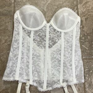Vintage Carnival Lace Full‎ Coverage Strapless Bustier Sz 34A